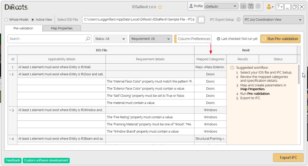 IDS4Revit Mapped Categories